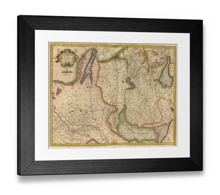 Framed Print : Gerhard Mercator's 1623 Print of Emilia Romagna Framed Print : Gerhard Mercator's 1623 Print of Emilia Romagna