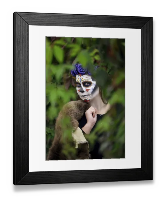 Framed Print : Female Daemon in Sugar Skull Makeup Print Framed Print : Female Daemon in Sugar Skull Makeup Print