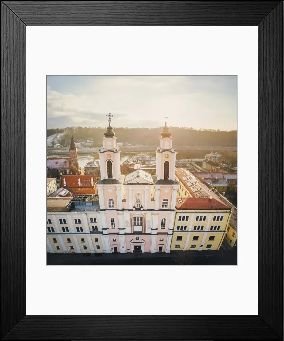 Framed Print : Kaunas, Lithuania - Aerial View Print of Old Town Landmarks Framed Print : Kaunas, Lithuania - Aerial View Print of Old Town Landmarks