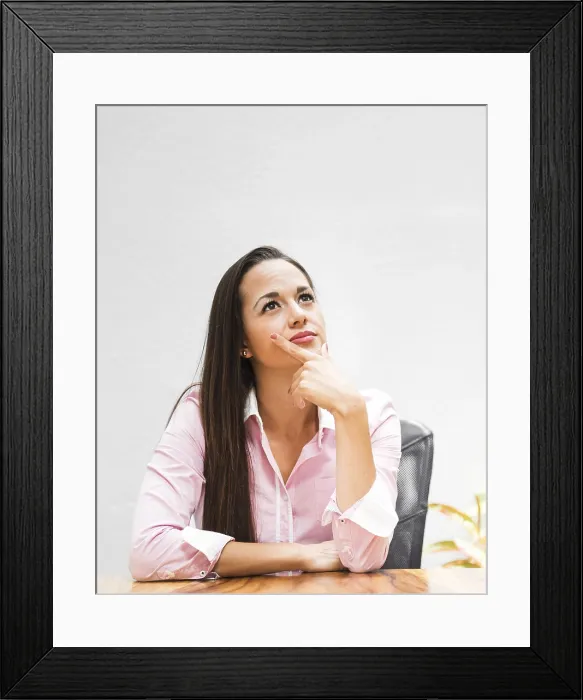 Framed Print : Medium Shot Business Woman Thinking Print Framed Print : Medium Shot Business Woman Thinking Print