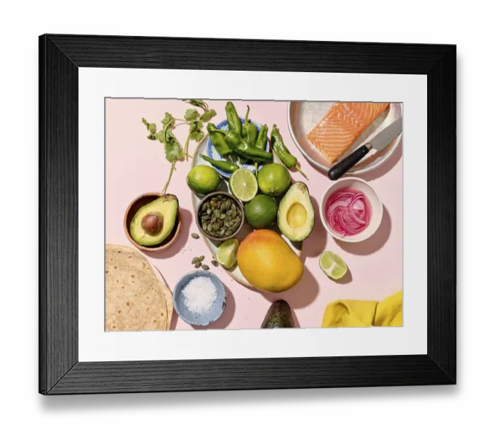 Framed Print : Top View of Taco Ingredients Print Framed Print : Top View of Taco Ingredients Print