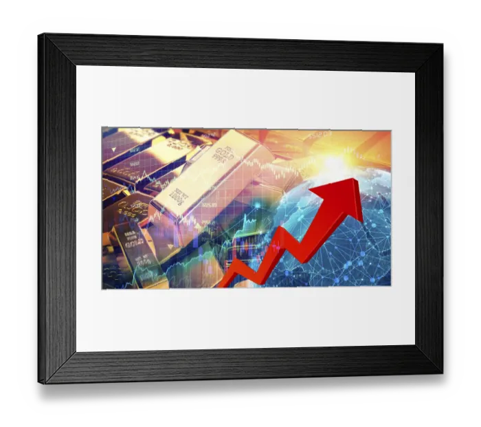 Framed Print : Gold Rises in Global Financial Market Print Framed Print : Gold Rises in Global Financial Market Print