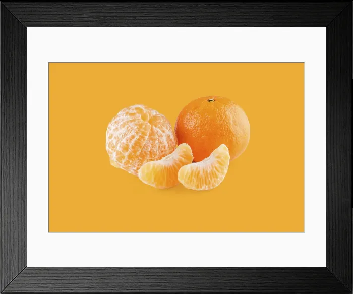 Framed Print : One Peeled Mandarin and One Whole Mandarin Print Framed Print : One Peeled Mandarin and One Whole Mandarin Print