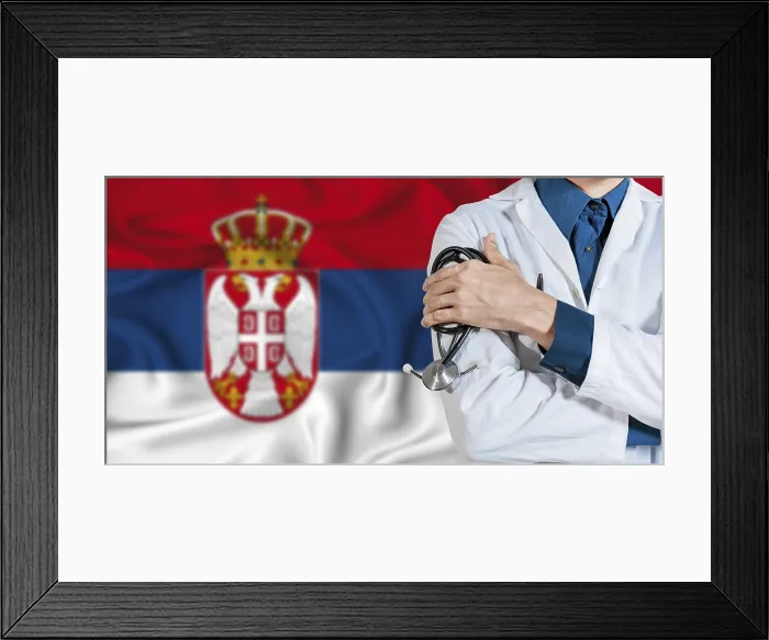 Framed Print : Serbia Flag Doctor with Stethoscope Print Framed Print : Serbia Flag Doctor with Stethoscope Print