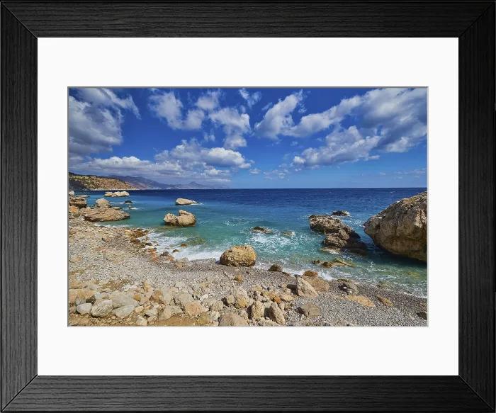 Framed Print : Pebble Beach Print, Kato Lakkos, Karpathos Greece Framed Print : Pebble Beach Print, Kato Lakkos, Karpathos Greece