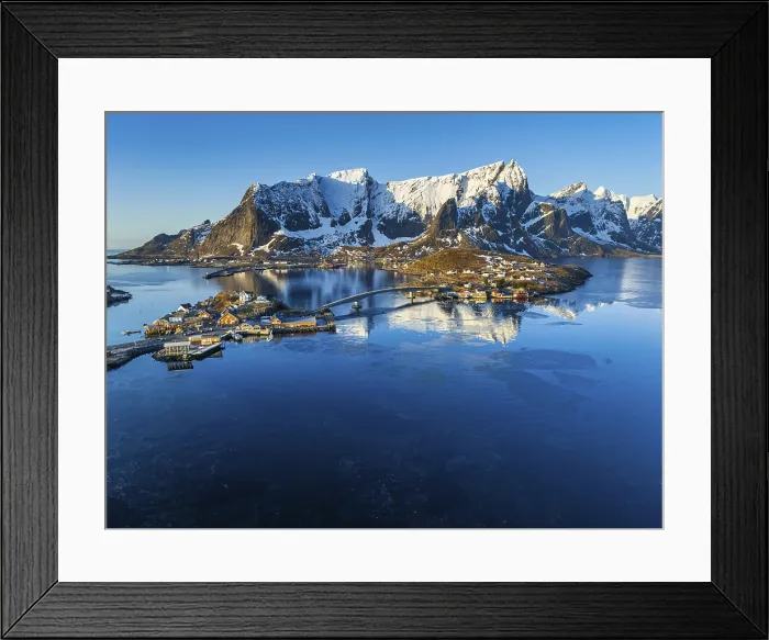 Framed Print : Aerial View of Reine Village Print, Lofoten Islands, Norway Framed Print : Aerial View of Reine Village Print, Lofoten Islands, Norway