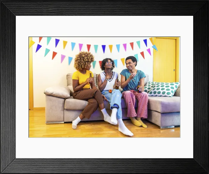Framed Print : Multi-ethnic friends Print: Party Scene with Karaoke Framed Print : Multi-ethnic friends Print: Party Scene with Karaoke