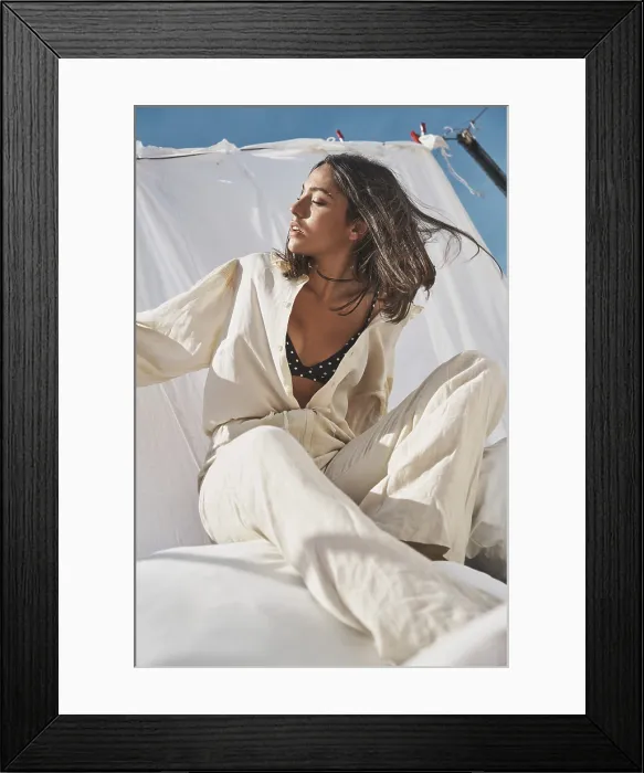 Framed Print : Woman on Rooftop Summer Print Framed Print : Woman on Rooftop Summer Print