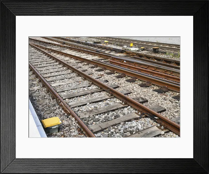 Framed Print : Railway Tracks Print - Flat Bottom Steel Rails with Ballast Framed Print : Railway Tracks Print - Flat Bottom Steel Rails with Ballast