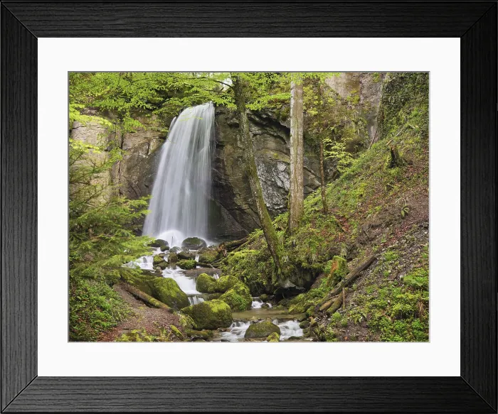 Framed Print : Waterfall Print, Finstersee, Canton Zug, Switzerland Framed Print : Waterfall Print, Finstersee, Canton Zug, Switzerland