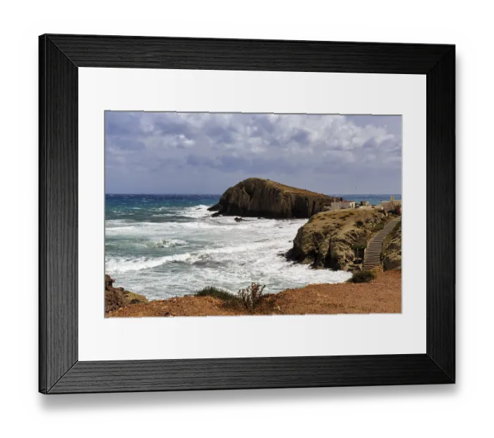 Framed Print : View of rocky coast, Print from La Isleta del Moro, Spain Framed Print : View of rocky coast, Print from La Isleta del Moro, Spain