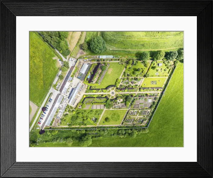 Framed Print : Helmsley Castle Drone Print, North York Moors, England Framed Print : Helmsley Castle Drone Print, North York Moors, England
