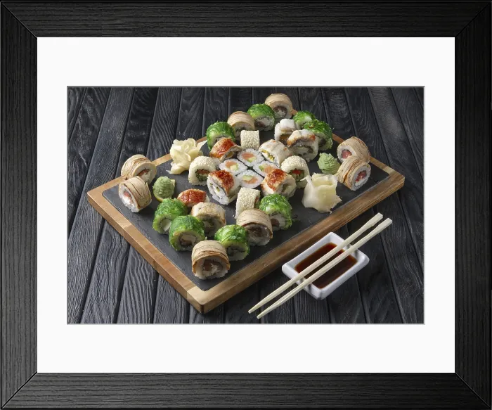 Framed Print : Big Set of Rolls on Stone Plate Print Framed Print : Big Set of Rolls on Stone Plate Print