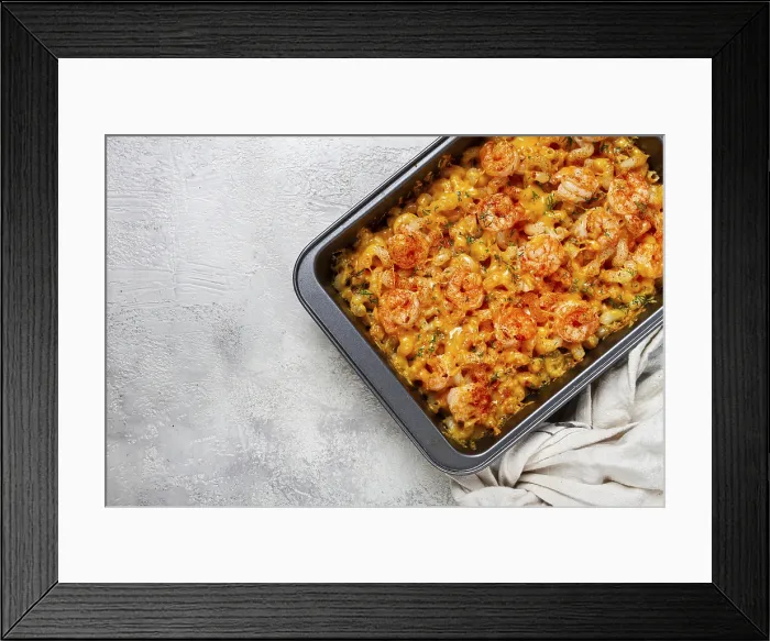 Framed Print : Pasta with Shrimp and Cheese Print Framed Print : Pasta with Shrimp and Cheese Print