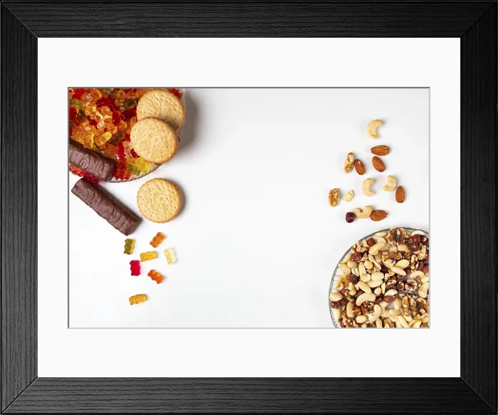 Framed Print : Comparison of Unhealthy and Healthy Sweets Print Framed Print : Comparison of Unhealthy and Healthy Sweets Print