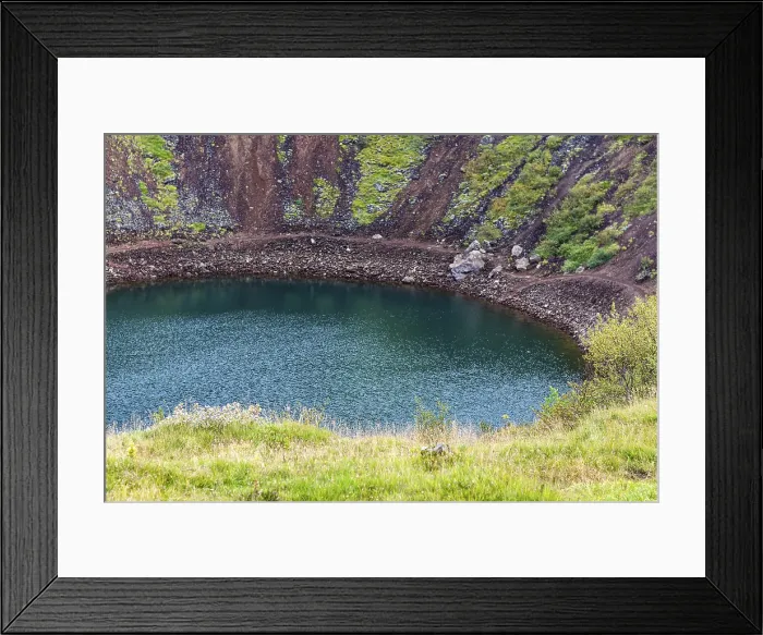 Framed Print : Trip to Kerid Lake Island Pool Print in Volcanic Crater Framed Print : Trip to Kerid Lake Island Pool Print in Volcanic Crater