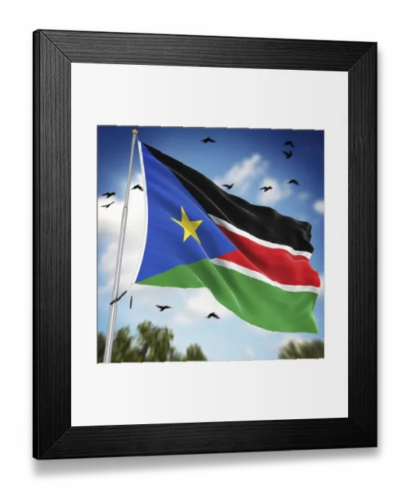 Framed Print : 3D Rendered Print of the Flag of South Sudan Framed Print : 3D Rendered Print of the Flag of South Sudan
