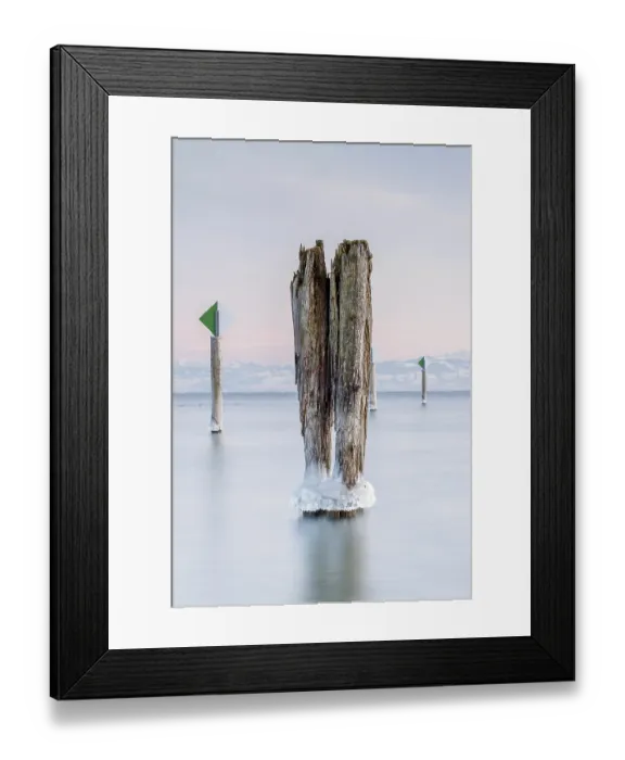Framed Print : Wintry Harbour Scene Print, Lake Constance, Germany Framed Print : Wintry Harbour Scene Print, Lake Constance, Germany