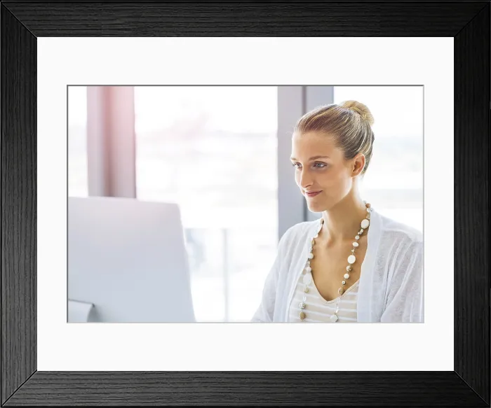 Framed Print : Attractive Young Woman Working on Computer Print Framed Print : Attractive Young Woman Working on Computer Print