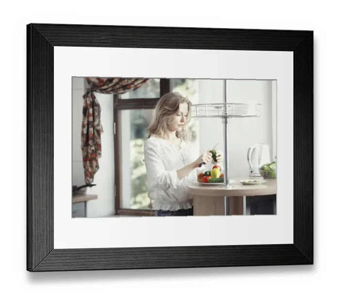 Framed Print : Blond Lady at Kitchen Print: Breakfast Prep Framed Print : Blond Lady at Kitchen Print: Breakfast Prep