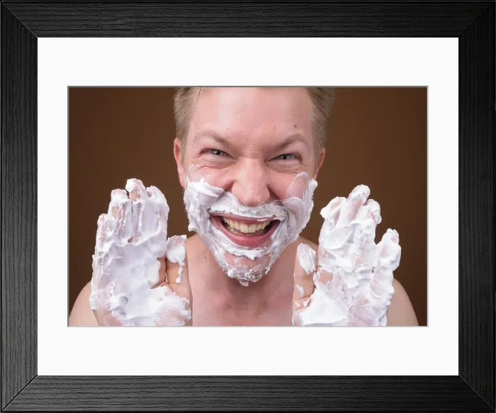 Framed Print : Studio Print of Young Man Grooming Framed Print : Studio Print of Young Man Grooming