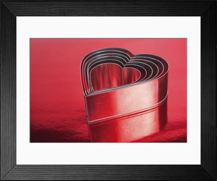 Framed Print : Metal Hearts on Red Background Print Framed Print : Metal Hearts on Red Background Print