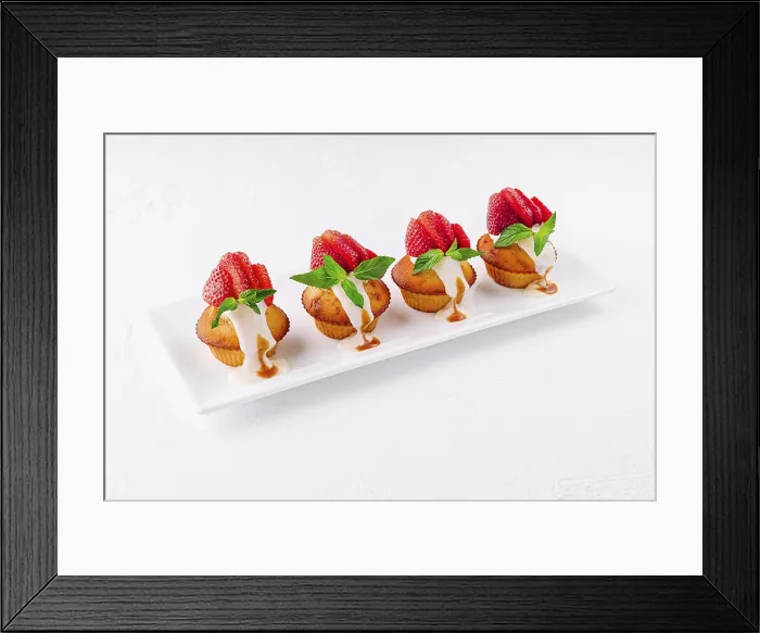 Framed Print : Vanilla Cupcakes with Strawberry Print Framed Print : Vanilla Cupcakes with Strawberry Print