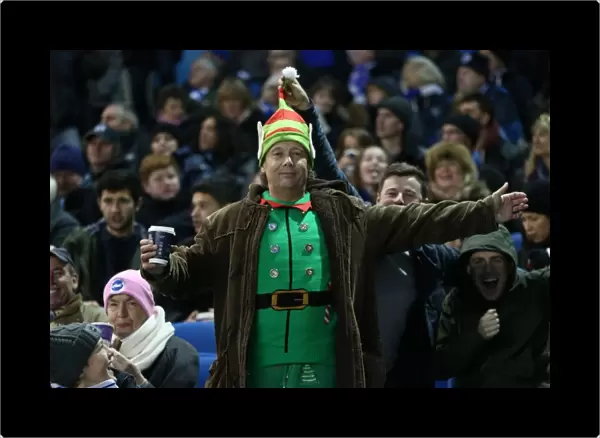 Passionate Moment: Brighton and Hove Albion Fans in Full Swing at American Express Community Stadium vs. Reading (26DEC14)