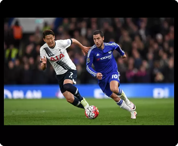 Battle for the Ball: Eden Hazard vs. Son Heung-Min - Premier League 2015-16: Chelsea vs. Tottenham's Intense Rivalry