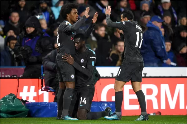 Chelsea Celebrate Tiemoue Bakayoko's Goal vs. Huddersfield Town, Premier League