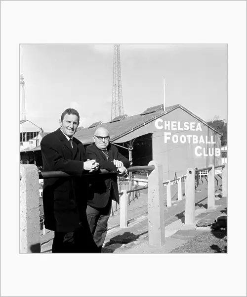 New Chelsea Manager Dave Sexton on Stamford Bridge Terraces with Chairman Charles Pratt