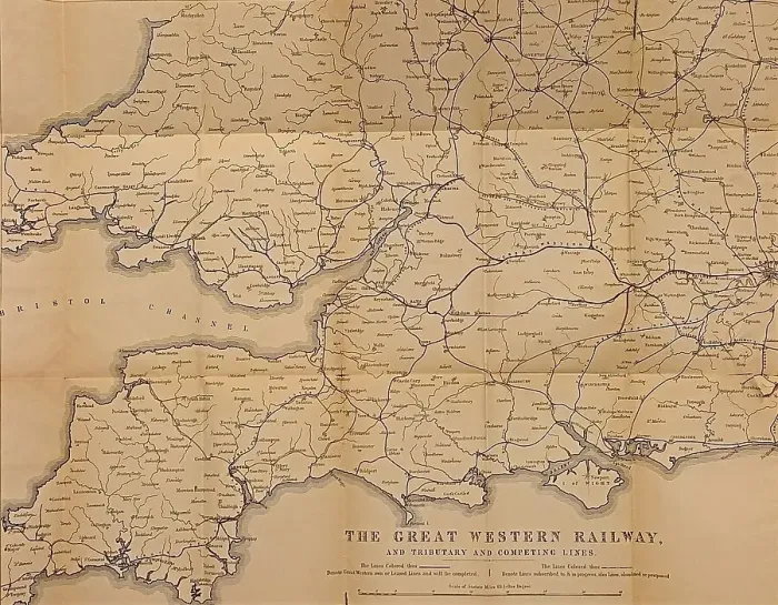 Framed Print : GWR Network Map Print, 1850 Framed Print : GWR Network Map Print, 1850