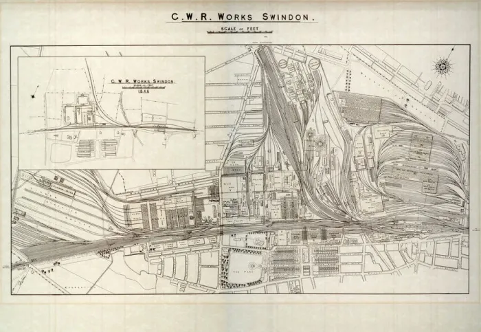 Framed Print : Swindon Works Map Print, c.1940s: Detailed Lithograph of GWR Facilities Framed Print : Swindon Works Map Print, c.1940s: Detailed Lithograph of GWR Facilities