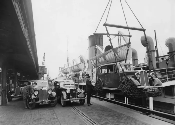 Framed Print : Loading Motor Cars Print, SS St David, Fishguard Harbour 1937 Framed Print : Loading Motor Cars Print, SS St David, Fishguard Harbour 1937
