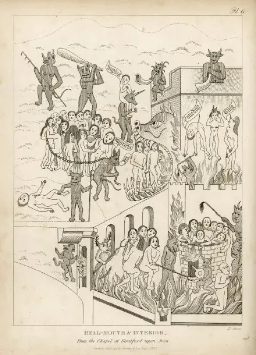 Framed Print : Medieval Hell Print: Sinners Rounded Up for Punishment Framed Print : Medieval Hell Print: Sinners Rounded Up for Punishment