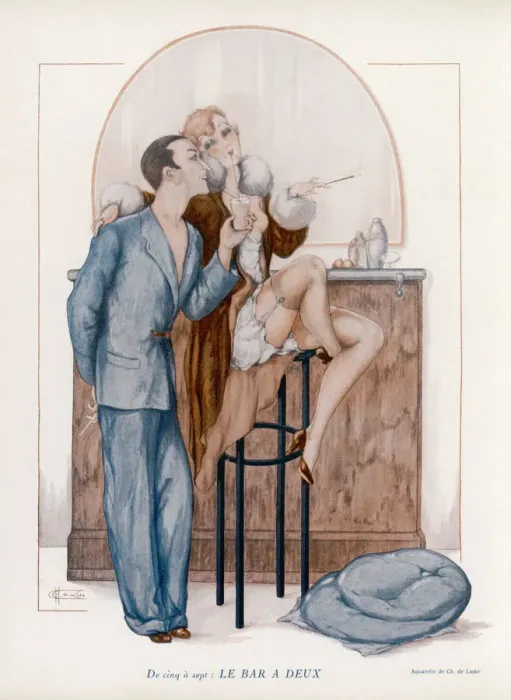 Framed Print : 1920s Pair in Bar Print Framed Print : 1920s Pair in Bar Print