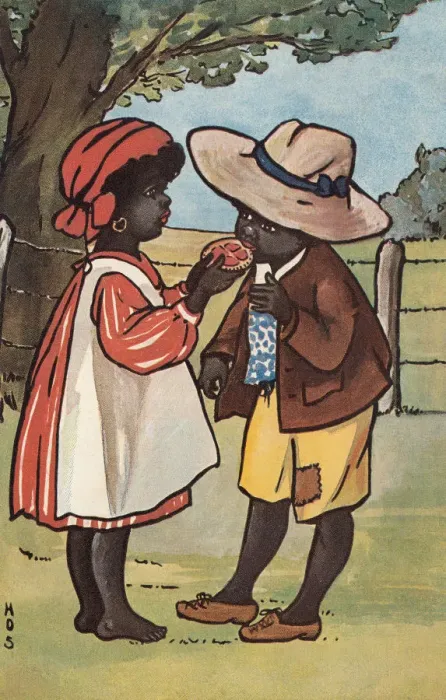 Framed Print : Aboriginal Children Tasting Pie Print circa 1908
