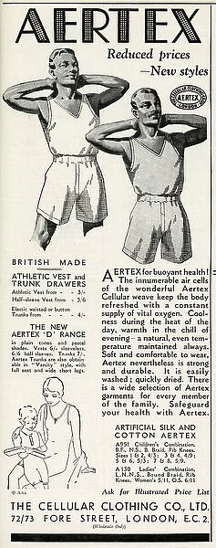 Advert for Aertex athletic vest 1932