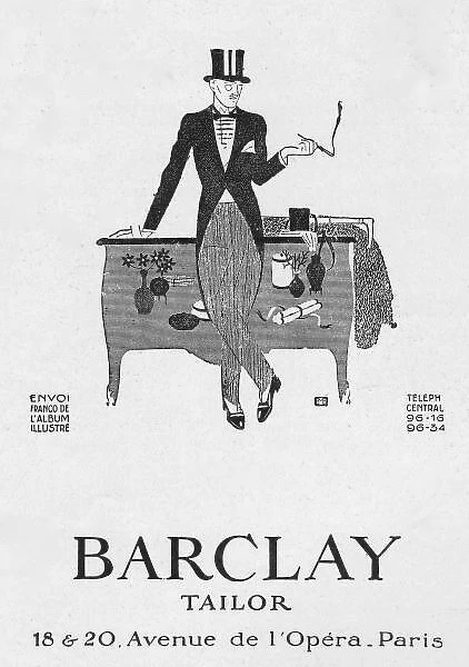 Advert for Barclay Tailor, 1925, Paris