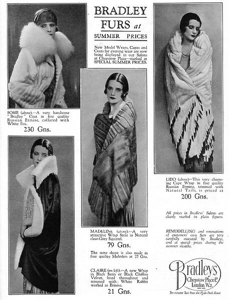 Advert for Bradleys Furs, 1927