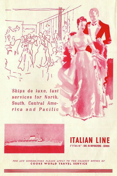 Advert, Italian Line cruises, Genoa, Italy