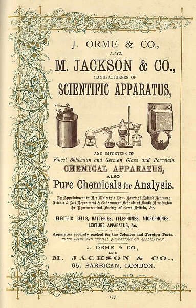 Advert, J Orme & Co, scientific apparatus