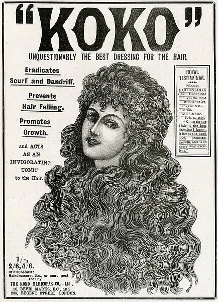 Advert for Koko hair tonic 1897