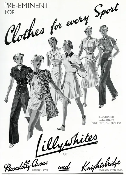 Advert for Lillywhites sports clothing 1937