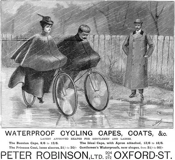 Advertisement for Peter Robinsons Waterproof Cycling Capes