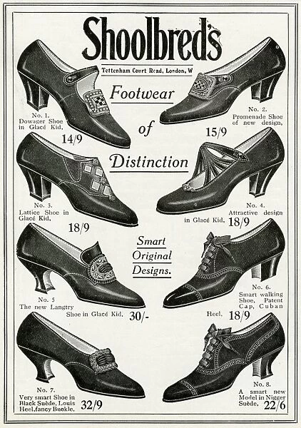 Advert for Shoolbreds womens footwear 1916