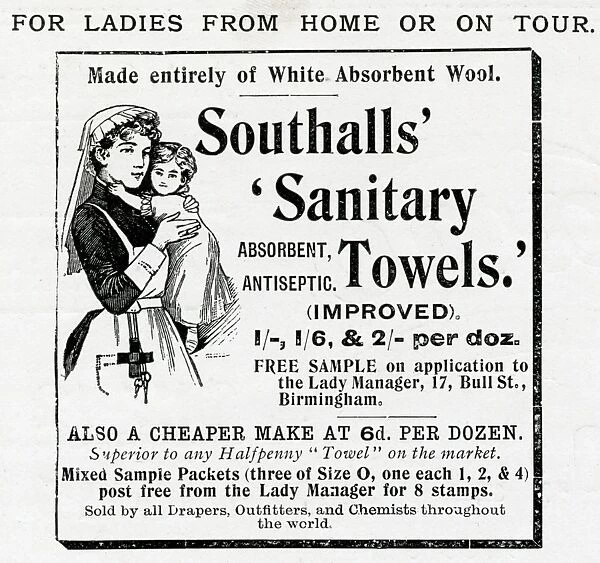 Advert for Southalls sanitary towels 1898