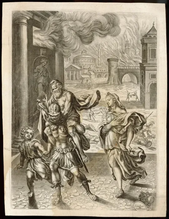 Framed Print : Aeneas Flees Troy Print Framed Print : Aeneas Flees Troy Print