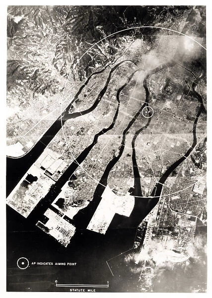 Aerial view of Hiroshima city 1945 Japan