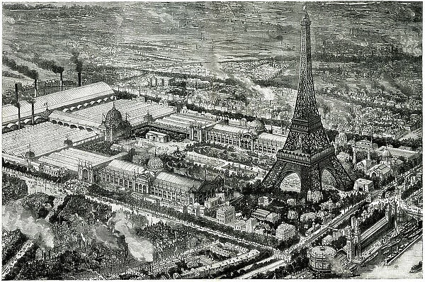 Aerial view, Universal Exhibition of Paris 1889